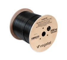 Кабель коаксиальный VEGATEL RG-58 A/U Cu (ГОСТ, PE, черный) бухта 500м