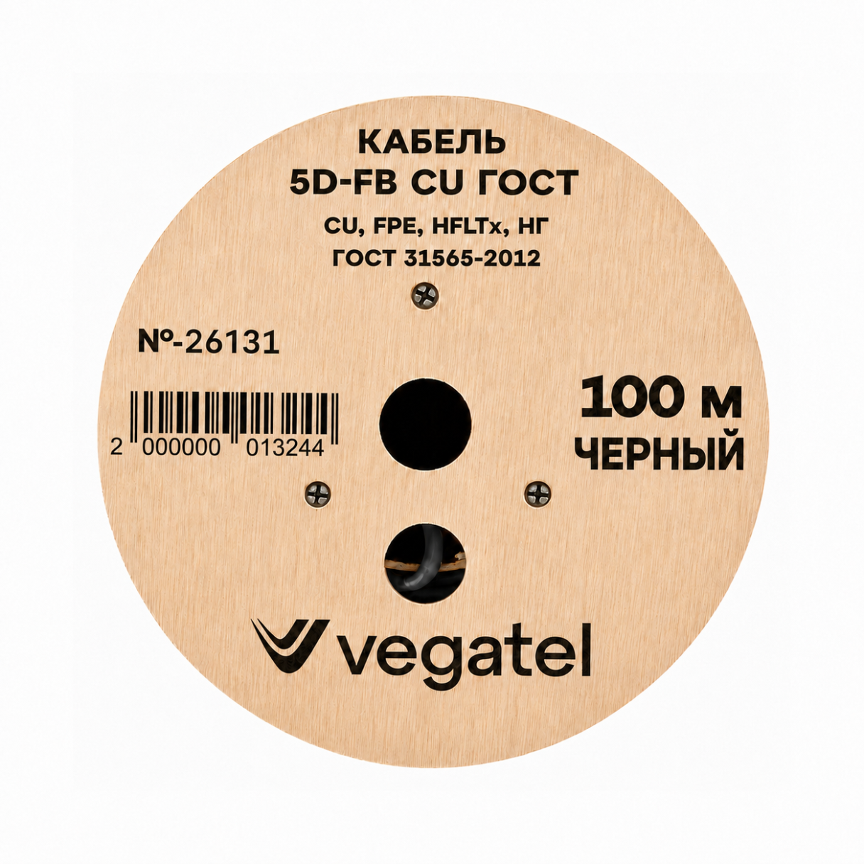 Кабель коаксиальный VEGATEL 5D-FB Cu (ГОСТ, черный) бухта 100м