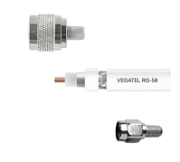 Кабельная сборка VEGATEL RG-58 A/U (ГОСТ, PVC, белый) (SMA-male - N-male) 2м