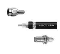 Кабельная сборка VEGATEL RG-58 A/U Сu (ГОСТ, PVC, многожильный, черный) (SMA-male - SMA-female) 2м