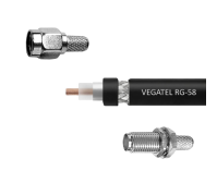Кабельная сборка VEGATEL RG-58 A/U Cu (ГОСТ, PE, черный) (SMA-male - SMA-female) 2м
