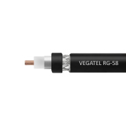 Кабель коаксиальный VEGATEL RG-58 A/U (ГОСТ, PVC, черный) бухта 100м