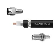 Кабельная сборка VEGATEL RG-58 A/U (ГОСТ, PVC, черный) (SMA-male - SMA-female) 20м